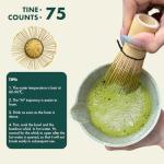 Matcha Whisk Set,9 Pcs Matcha Set with Matcha Bowl,Spout, Bamboo Whisk, Spoon Stand, Scoop, Sifter, Towel, Teaspoon and Glass Measuring Cup for Making Breakfast/Latte, Gift for Matcha Lover,Green