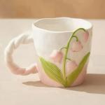 Cute Floral Ceramic Coffee Mugs with Handle