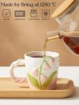 Cute Floral Ceramic Coffee Mugs with Handle