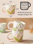 Cute Floral Ceramic Coffee Mugs with Handle