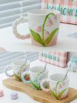 Cute Floral Ceramic Coffee Mugs with Handle