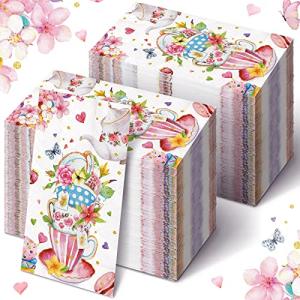 200 Pcs Floral Disposable Tea Party Napkins