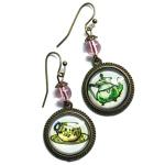 Green Teapot and Teacup Dangle Earrings
