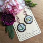 Green Teapot and Teacup Dangle Earrings