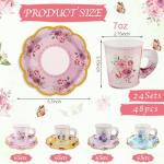 24 Floral Disposable Tea Cups with Plates