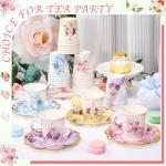 24 Floral Disposable Tea Cups with Plates