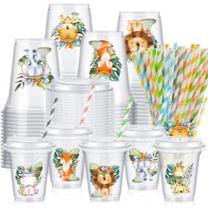 Jungle Safari Animal Disposable Cups with Lids