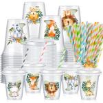 Jungle Safari Animal Disposable Cups with Lids