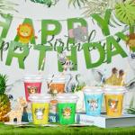 Jungle Safari Animal Disposable Cups with Lids