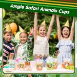 Jungle Safari Animal Disposable Cups with Lids