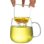 Large Glass Tea Cups with Bamboo Lids and Infusers