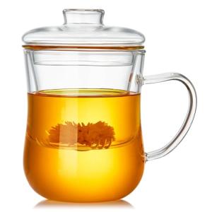 Borosilicate Glass Tea Cup with Infuser and Lid