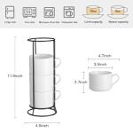 Stackable White Ceramic Coffee Mugs Set of 4