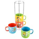 Snoopy Stackable Stoneware Mugs with Metal Rack