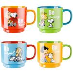 Snoopy Stackable Stoneware Mugs with Metal Rack