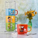 Snoopy Stackable Stoneware Mugs with Metal Rack