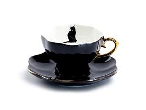 Black Cat Tea Cup and Saucer Set