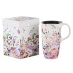 Ceramic Travel Mug with Flower Design 17oz