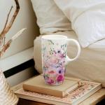 Ceramic Travel Mug with Flower Design 17oz