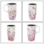 Ceramic Travel Mug with Flower Design 17oz