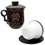 Porcelain Tea Cup Set with Infuser and Saucer