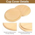 4 Pack Bamboo Cup Lids for Tea and Coffee