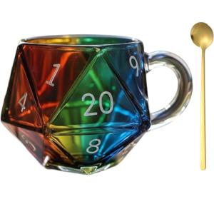 Rainbow D20 Dice Coffee Mug for Game Nights