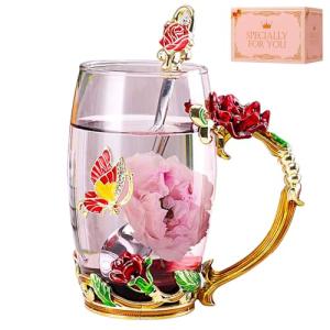 Cute Butterfly Flower Glass Tea Cup Mug