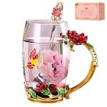 Cute Butterfly Flower Glass Tea Cup Mug