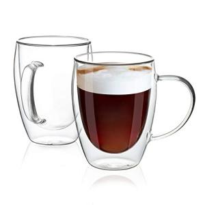 MEWAY 12oz Double Wall Glass Coffee Mugs