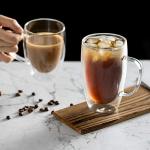 MEWAY 12oz Double Wall Glass Coffee Mugs