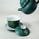 White Glazed Porcelain Gaiwan Tea Cup Set