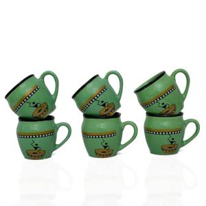 Set of 6 Rustic Earthenware Chai Coffee Mugs