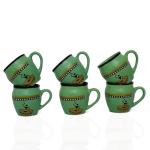 Set of 6 Rustic Earthenware Chai Coffee Mugs