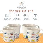 Cute Cat Mugs Set for Cat Lovers - 4 Pack