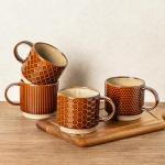 Stackable 12 OZ Ceramic Coffee Mugs Set of 4