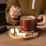 Stackable 12 OZ Ceramic Coffee Mugs Set of 4