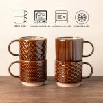 Stackable 12 OZ Ceramic Coffee Mugs Set of 4