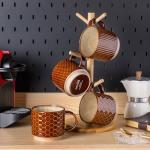 Stackable 12 OZ Ceramic Coffee Mugs Set of 4