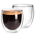 QUTREY Double-Walled Glass Mugs Set of 2