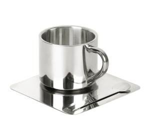 Stainless Steel Teacup and Saucer Set