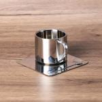 Stainless Steel Teacup and Saucer Set
