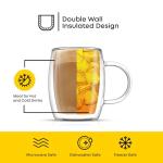 JoyJolt Double Wall Glass Mugs Set of 2