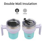 Lavender Green Insulated Travel Mug with Straws
