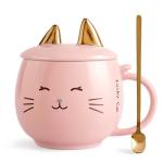 Kawaii Cat Mug with Spoon and Phone Stand