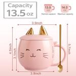 Kawaii Cat Mug with Spoon and Phone Stand