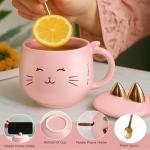 Kawaii Cat Mug with Spoon and Phone Stand