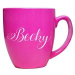 Custom Monogrammed Pink Coffee Mug and Tea Cup