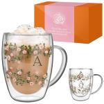 Personalized Rose Double Walled Glass Mug
