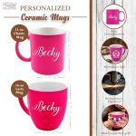 Custom Monogrammed Pink Coffee Mug and Tea Cup